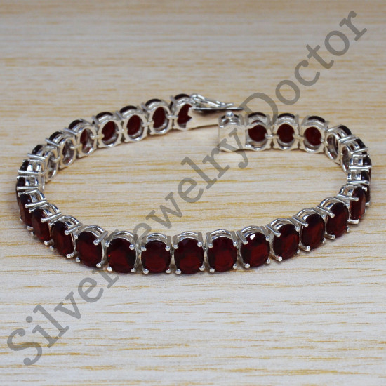 925 Sterling Silver Anniversary Gift Jewelry Ruby Gemstone New Bracelet SJWBR-251