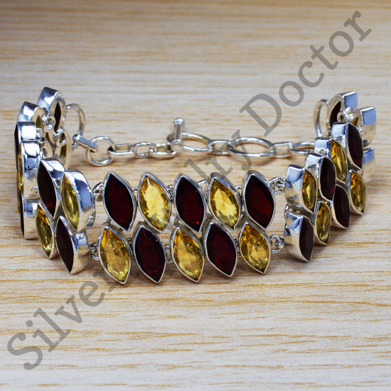 Amazing Citrine And Multi Gemstones Jewelry 925 Sterling Silver Bracelet SJWBR-263