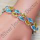 925 Sterling Silver Indian Jewelry Blue Topaz And Multi Gemstones Bracelet SJWBR-264