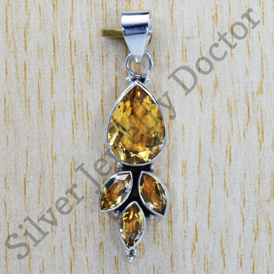 Ancient Look Jewelry 925 Sterling Silver Citrine Gemstone Pendant SJWP-109