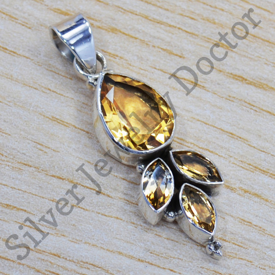 Ancient Look Jewelry 925 Sterling Silver Citrine Gemstone Pendant SJWP-109