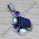 Designer 925 Sterling Silver Amethyst And Multi Stone Jewelry Pendant SJWP-116
