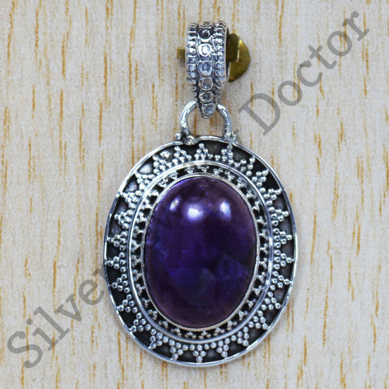 Amethyst Gemstone 925 Sterling Silver Wholesale Price Jewelry Pendant SJWP-174