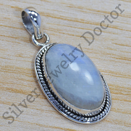 Beautiful Rainbow Moonstone 925 Sterling Silver Jewelry New Pendant SJWP-184
