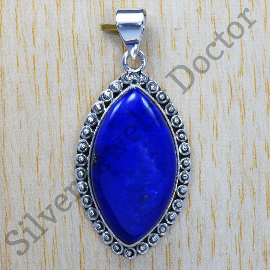 925 Sterling Silver Antique Jewelry Lapis Lazuli Gemstone Pendant SJWP-190