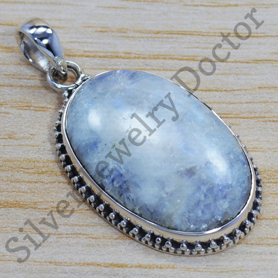 Causal Wear 925 Sterling Silver Jewelry Rainbow Moonstone Pendant SJWP-193