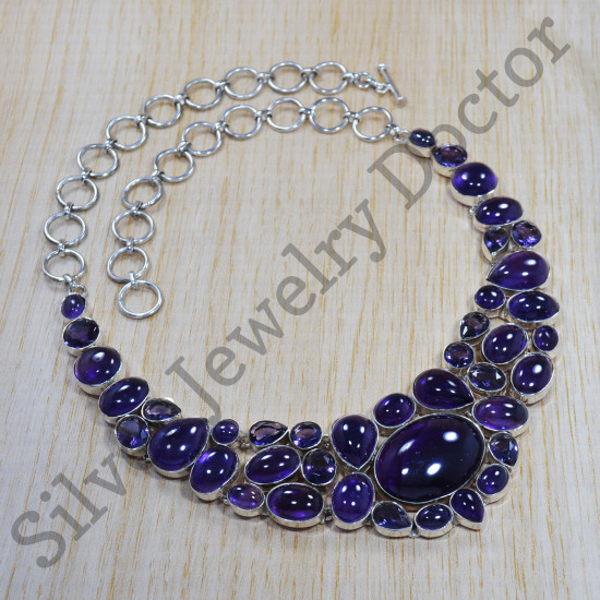 Amethyst Gemstone Magnificent 925 Sterling Silver Unique Jewelry Necklace SJWN-57