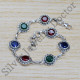 925 Real Sterling Silver Emerald And Multi Gemstone Jewelry Fine Bracelet SJWBR-276