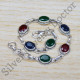 Classic Jewelry 925 Sterling Silver Emerald And Multi Gemstone Bracelet SJWBR-287