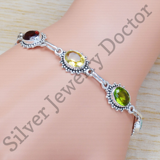 Designer Jewelry Ruby And Multi Gemstone 925 Sterling Silver Bracelet SJWBR-290