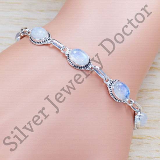 925 Sterling Silver Jewelry Rainbow Moonstone Wholesale Price Bracelet SJWBR-322