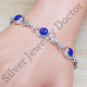 Authentic 925 Sterling Silver Fancy Jewelry Lapis Lazuli Gemstone Bracelet SJWBR-328