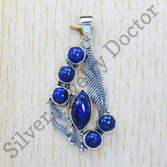 925 Sterling Silver Lapis Lazuli Gemstone Latest Fashion Jewelry Pendant SJWP-252