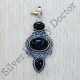 Genuine 925 Sterling Silver Classic Jewelry Black Onyx Gemstone Pendant SJWP-253