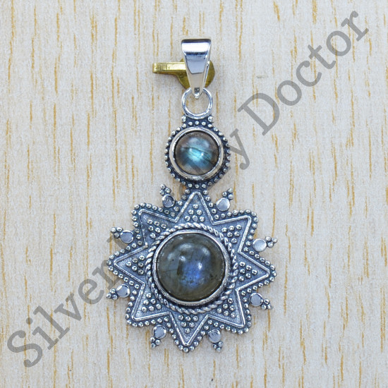 Jaipur Fashion Jewelry 925 Pure Sterling Silver Labradorite Gemstone Pendant SJWP-262