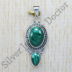 Authentic 925 Sterling Silver Nice Jewelry Malachite Gemstone Pendant SJWP-272