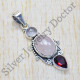 Rose Quartz And Ruby Gemstone 925 Sterling Silver Unique Jewelry Pendant SJWP-276
