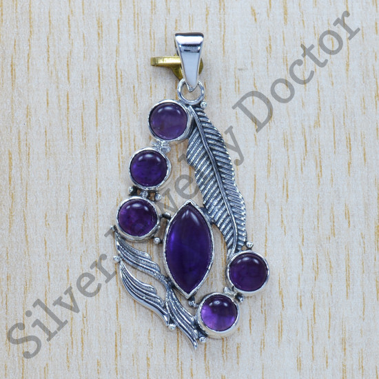 925 Sterling Silver Amethyst Gemstone Jewelry Latest Fashion Pendant SJWP-277