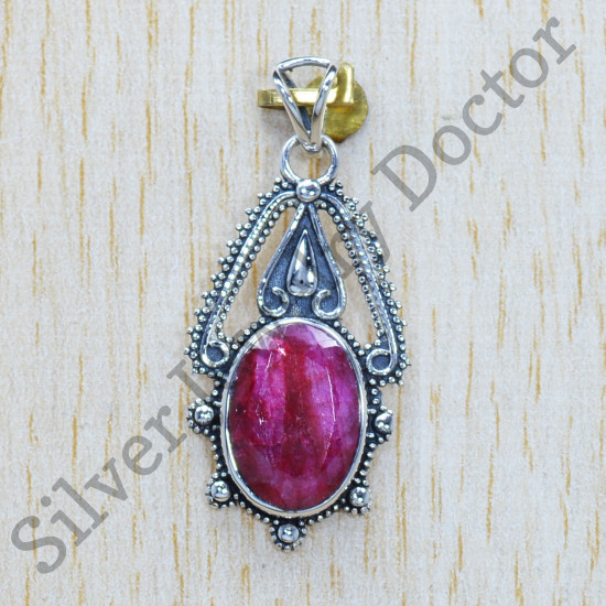 Indian Fashion 925 Sterling Silver Ruby Gemstone Jewelry Pendant SJWP-284
