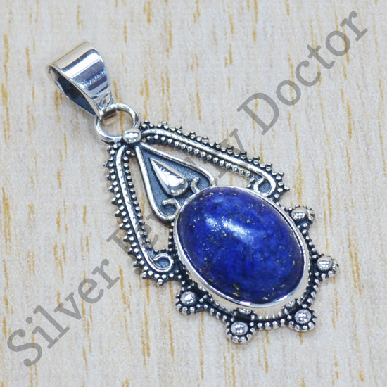 Authentic 925 Sterling Silver Lapis Lazuli Gemstone Jewelry Pendant SJWP-285