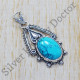 925 Sterling Silver Turquoise Gemstone Jewelry Traditional Look Pendant SJWP-294
