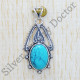 925 Sterling Silver Turquoise Gemstone Jewelry Traditional Look Pendant SJWP-294