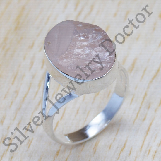 Causal Wear 925 Sterling Silver Rough Rose Quartz Gemstone Jewelry Set SJWS-38