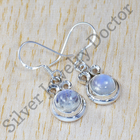 Beautiful Genuine 925 Sterling Silver Rainbow Moonstone Jewelry Earring SJWE-203