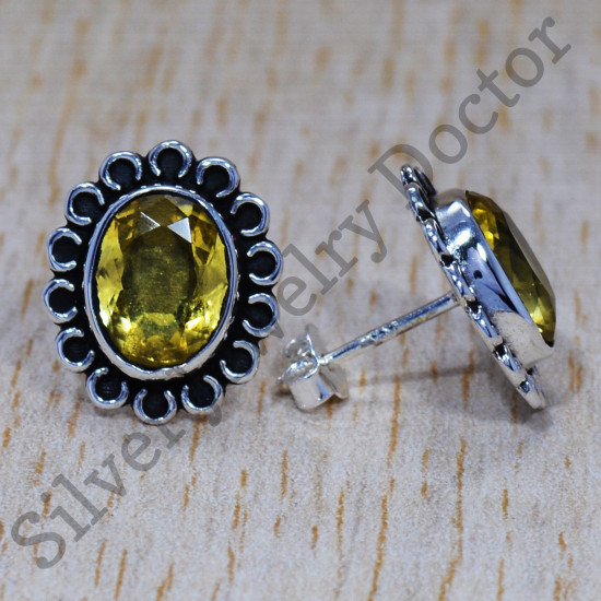Citrine Gemstone 925 Sterling Silver Fine Jewelry Royal Stud Earring SJWES-188