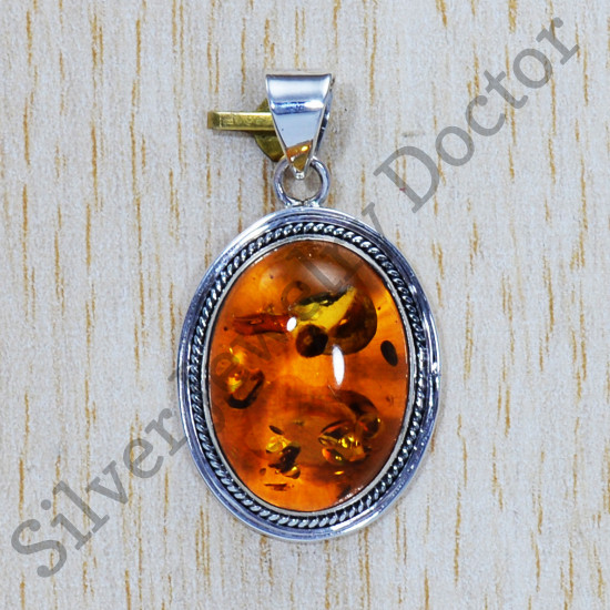 Amber Gemstone Magnificent 925 Sterling Silver Jewelry Fine Pendant SJWP-400