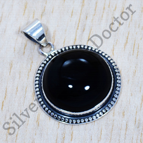 Black Onyx Gemstone Anniversary Gift Jewelry 925 Sterling Silver Pendant SJWP-432