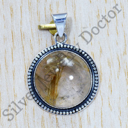 Xtremegems Golden Rutile 925 Silver Pendant Jewelry 1 5/8 25464P