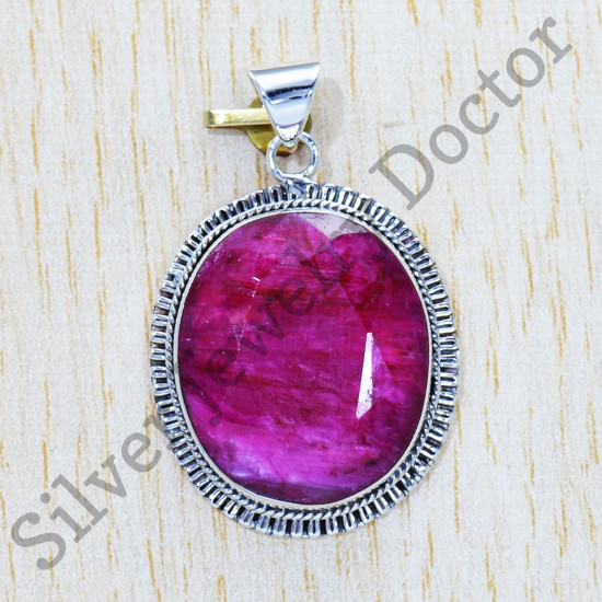 Designer 925 Pure Sterling Silver Jewelry Ruby Gemstone Fine Pendant SJWP-504