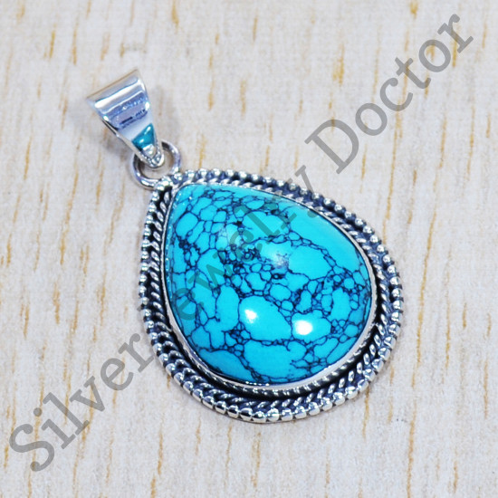 Beautiful Turquoise Gemstone 925 Sterling Silver Jewelry New Pendant SJWP-529