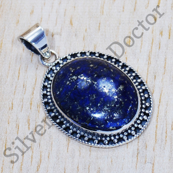Anniversary Gift Jewelry Lapis Lazuli Gemstone 925 Sterling Silver Pendant SJWP-557