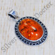 Antique Look Amber Gemstone Fancy Jewelry 925 Sterling Silver Pendant SJWP-567