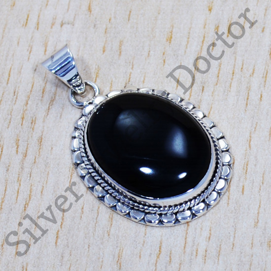 925 Sterling Silver Black Onyx Gemstone Wholesale Price Jewelry Pendant SJWP-576