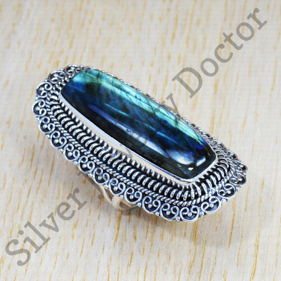 Classic Look Jewelry 925 Sterling Silver Labradorite Gemstone Finger Ring SJWR-846
