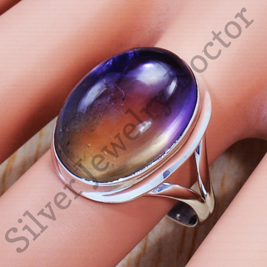 Authentic 925 Sterling Silver Ametrine Gemstone Jaipur Fashion Jewelry Ring SJWR-855