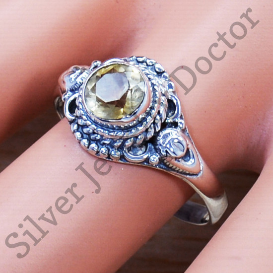Citrine Gemstone Light Wight Jewelry 925 Sterling Silver Finger Ring SJWR-907