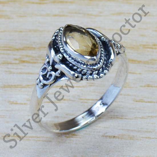 925 Sterling Silver Classic Look Jewelry Citrine Gemstone Ring SJWR-933