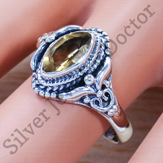 925 Sterling Silver Classic Look Jewelry Citrine Gemstone Ring SJWR-933