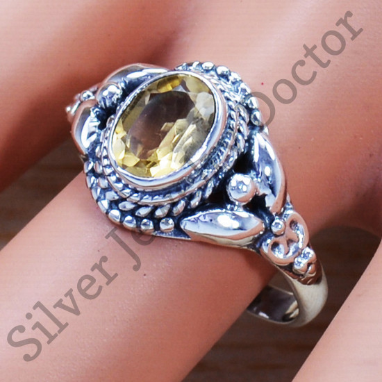 925 Sterling Silver Citrine Gemstone Factory Direct Jewelry Ring SJWR-943