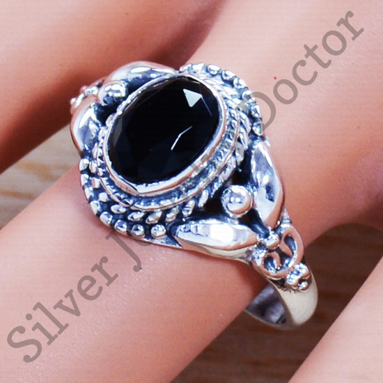 Black Onyx Gemstone 925 Sterling Silver Traditional Jewelry Ring SJWR-952