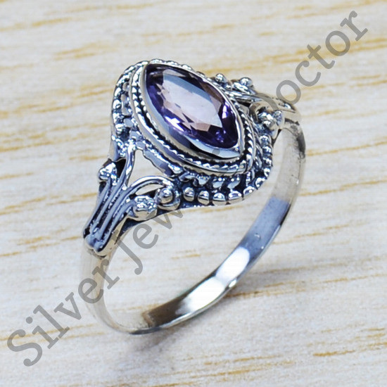 925 Sterling Silver Amethyst Gemstone Wholesale Price Jewelry Ring SJWR-985