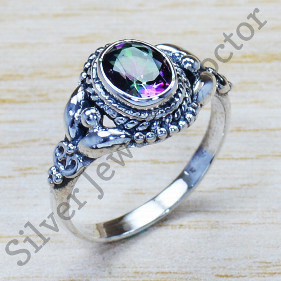  Mystic Topaz Gemstone Wedding Jewelry 925 Sterling Silver Ring SJWR-986