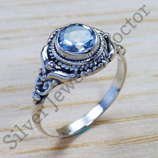 Blue Topaz Gemstone Wholesale Price 925 Sterling Silver Jewelry Ring SJWR-997