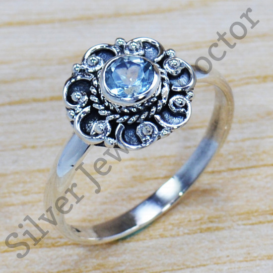 Blue Topaz Gemstone 925 Sterling Silver Jaipur Fashion Jewelry Ring SJWR-1011