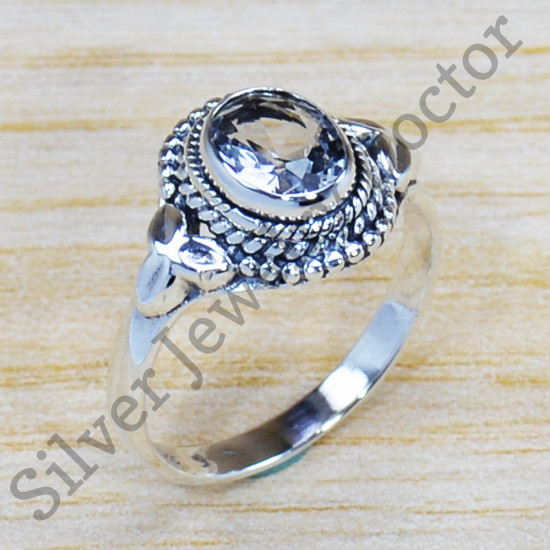 Crystal Gemstone Anniversary Gift Jewelry 925 Sterling Silver Ring SJWR-1022