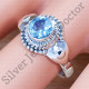 925 Sterling Silver Blue Topaz Gemstone Anniversary Gift Jewelry Ring SJWR-1050